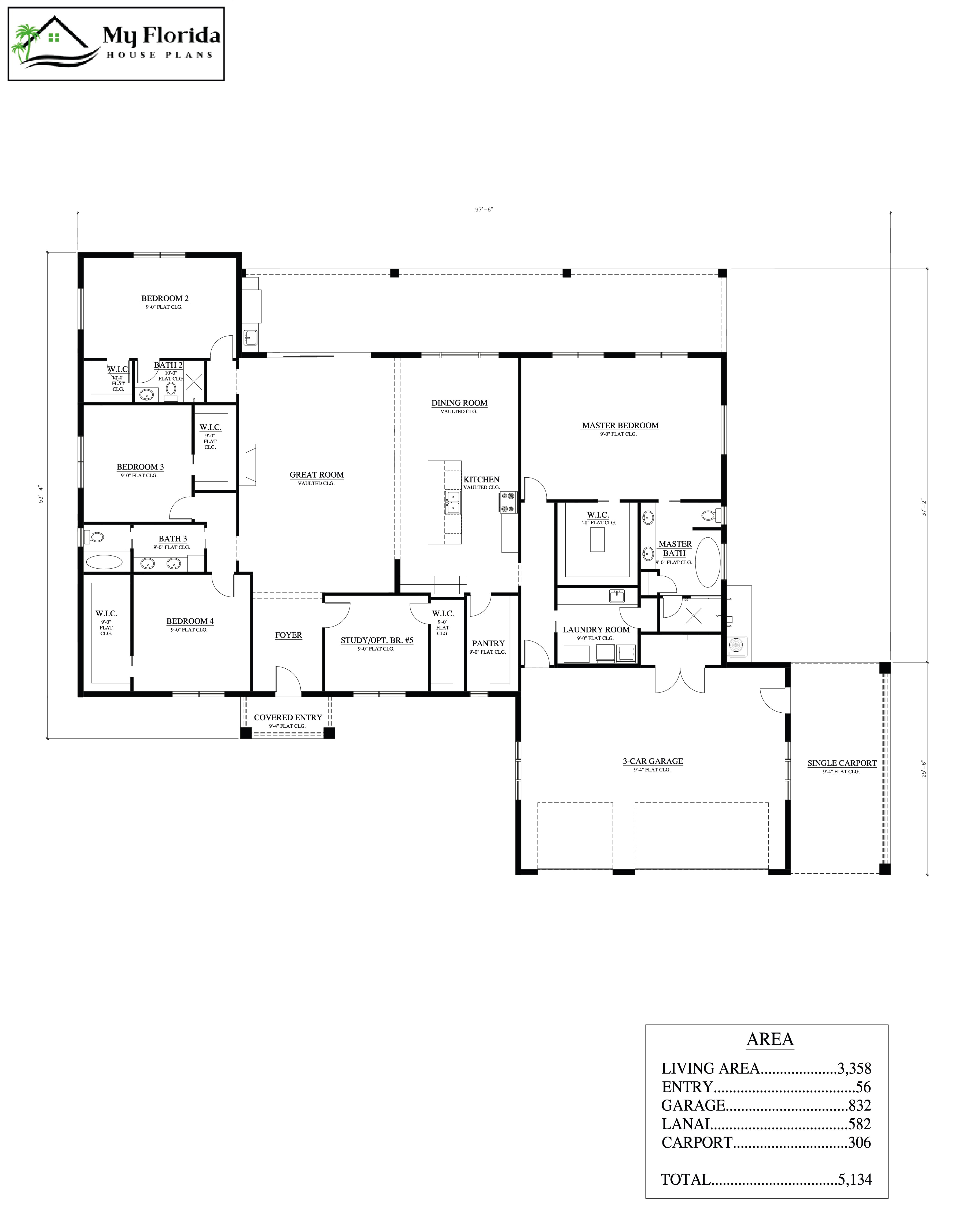 House Plans Model 3358– My Florida House Plans
