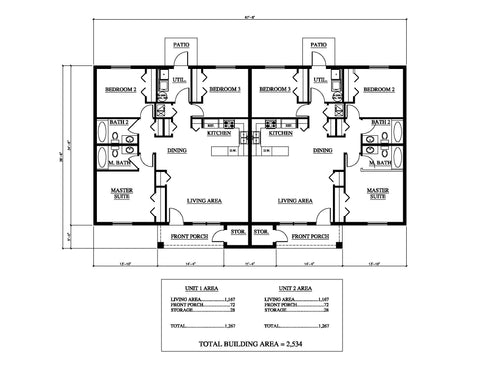 Duplex Floor Plans Model 1167