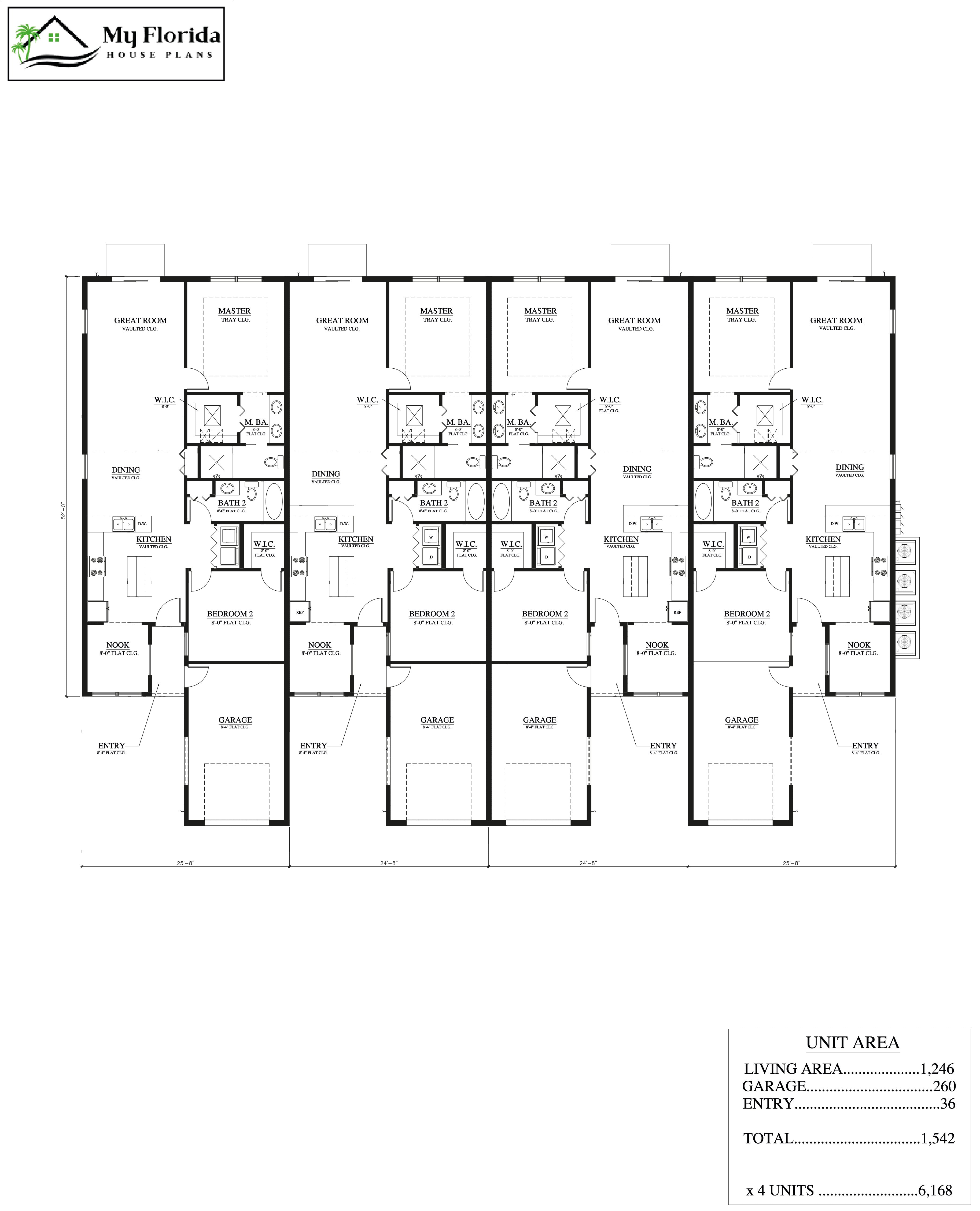 Quadplex Plans Model 1246– My Florida House Plans